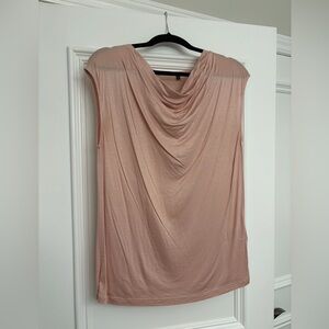 Marc Aurel blush coloured sleeveless cowl neck blouse.